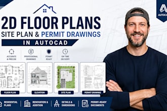 draw 2d floor plans, site plans and permit drawings in autocad