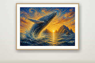 create a van gogh style korean landscape digital art print