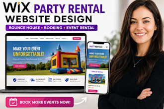 design wix party rental website bounce house website wix event rental website