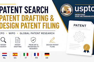 do paternt search, patent drafting patentability research epo wipo design patent