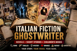 ghostwriter for novels and short stories fiction or children book in italian ya