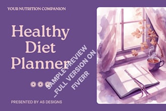 design printable, digital diet and meal planner
