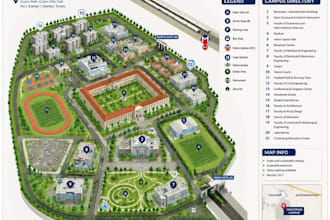 create vector illustration campus map, university map, school map and events