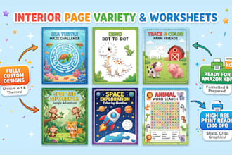 design kids activity books, coloring pages and worksheets