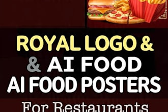 design royal round logo and ai food poster