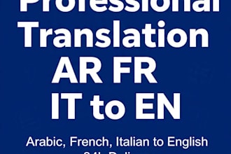 translate arabic french italian english documents and subtitles in 24h