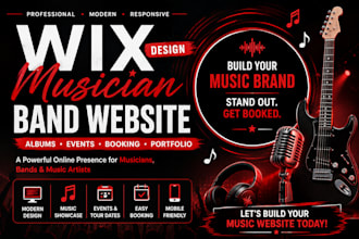design wix musician band website music album events booking portfolio website
