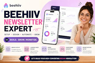 setup beehiiv newsletter design, beehiiv landing page, beehiiv account manager