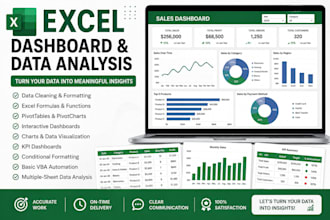do excel dashboard development and excel data analysis