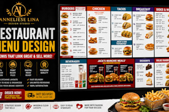 design a professional restaurant food menu and digital menu