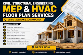 civil, structural engineering mep hvac floor plan in ohio, michigan, alabama