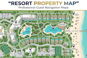 design resort, hotel, vector and rv park maps with professional layouts