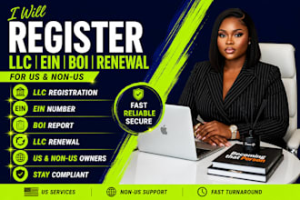 register llc, ein, file boi report or renew any  US state llc for non resident
