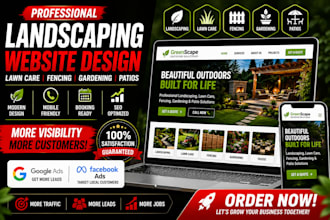 design landscaping lawn care fencing gardening patios website fb google ads