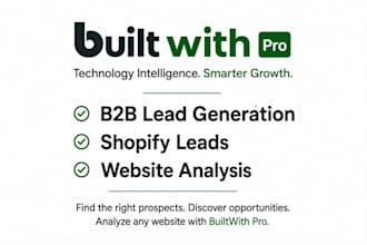 use builtwith pro for b2b lead generation, shopify leads, and website analysis