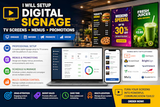 setup professional digital signage for TV screens menus yodeck optisigns kitcast