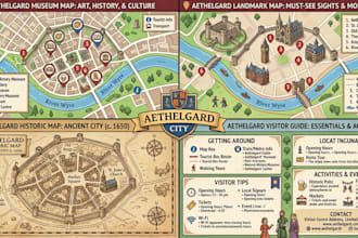 create museum map, landmark map, historic map and visitor guide for tourism
