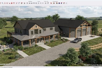 design custom barndominium, post frame building and workshop house in sketchup