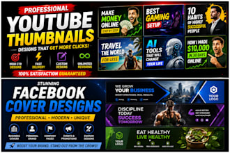 design professional youtube thumbnails and facebook covers that increase