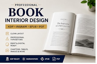 design a beautiful book interior for KDP, ingram, epub and PDF