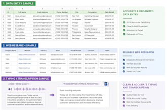 do accurate data entry , typing and transcription