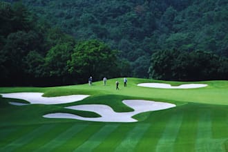 design 3d golf course, golf hole, golf landscape design, golf resort, golf club
