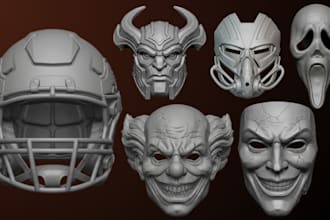 create 3d mask and helmet, daredevil, galio, mini football helmet stl for print