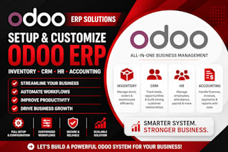 setup and customize odoo erp for inventory hrm HR and accounting