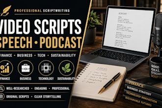 write a video script, speech, podcast on finance business, tech, sustainability
