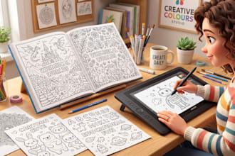create custom coloring book pages and illustrations for kids and KDP