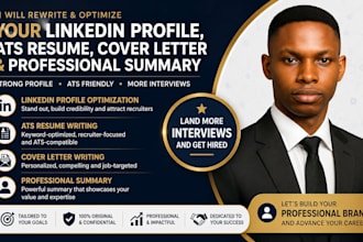 rewrite your linkedin profile, ats resume, cover letter and professional summary
