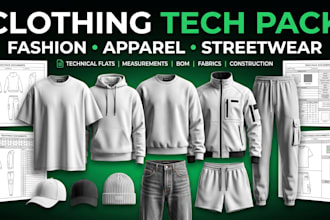 design clothing tech pack fashion tech pack apparel tech pack garment tech pack