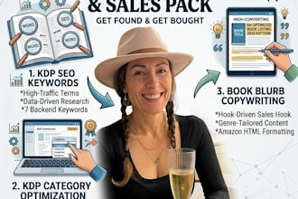 do amazon kdp keyword research, category setup, and book blurb copywriting