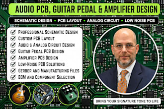 design audio pcb, guitar pedal pcb, amplifier and schematic