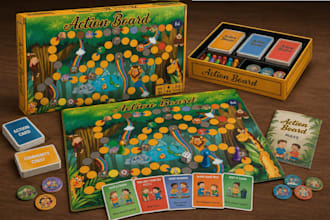 design a custom board game, card game, game board, cards and game assets