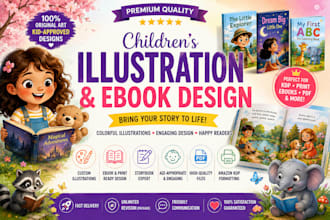 design children water color book illustration ebook cover for kids