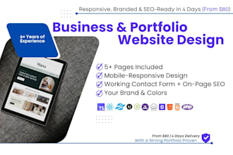 build a design responsive 5 pages plus business website SEO