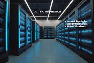 create 3d IT architecture and ai data workflow visualizations