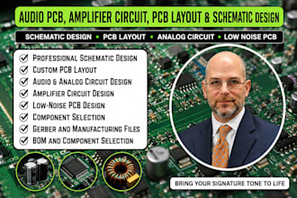 design audio, amplifier circuit, pcb layout and schematic