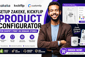 setup zakeke kickflip customily product configurator for shopify print on demand