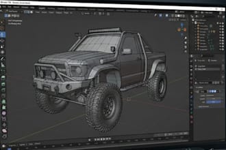 do 3d car modeling, vehicle design, automotive, 3d truck model, blender car