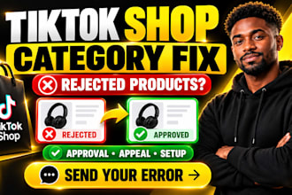 fix tiktok shop category approval, rejected products and shop setup