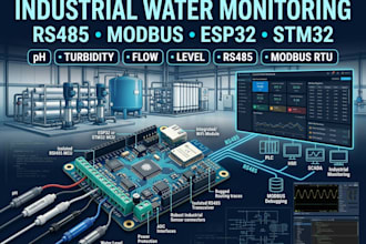 design industrial water monitoring pcb with rs485 modbus and embedded firmware