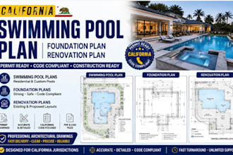 design california swimming pool plan, foundation plan, renovation plan