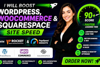 boost wordpress woocommerce  squarespace site speed with wp rocket and pagespeed