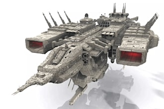 create custom sci fi spaceship 3d models for games, animation and unreal engine