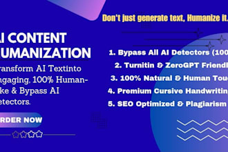 humanize ai content and convert text to manual handwriting