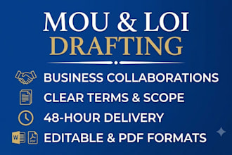draft a professional mou or letter of intent for business collaborations