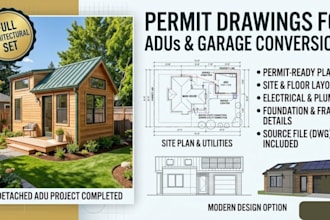 design adu plans garage conversion and house addition permit drawings