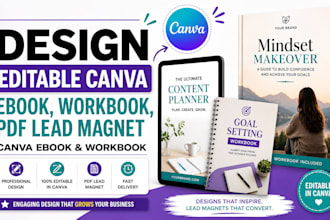 design editable canva ebook, workbook, pdf lead magnet, canva ebook and workbook